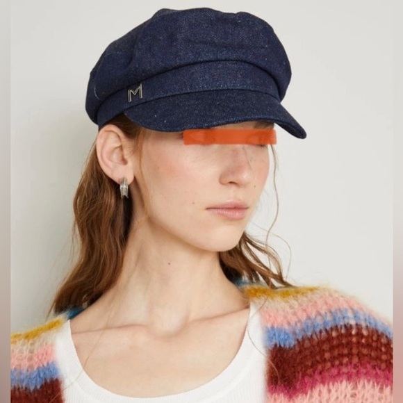 NWOT Marella by Max Mara Beret of Denim Cotton with Visor Lined. Sz:OS Spring - Picture 6 of 16